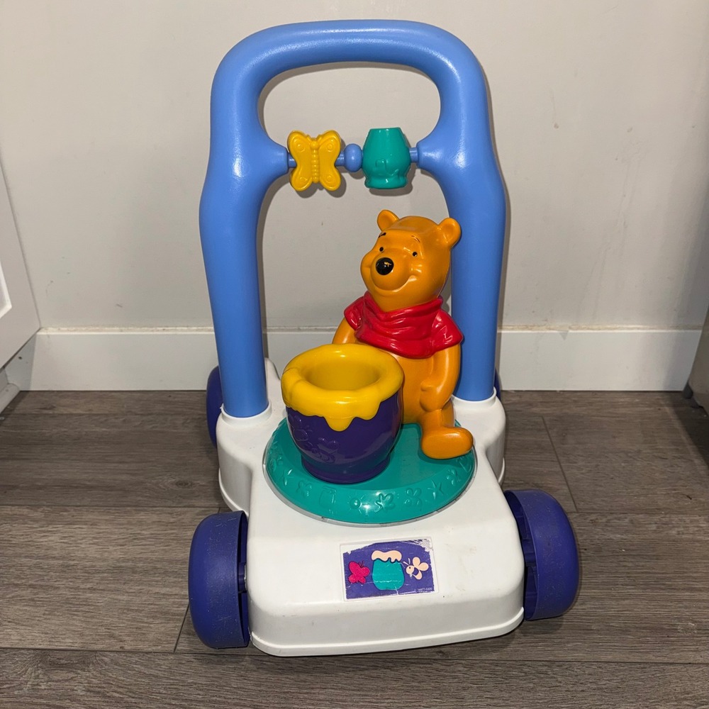 Vintage 1997 Mattel Disney Winnie The Pooh Spinning Activity Walker Push Toy